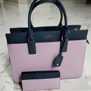 Kate Spade Lavender & Navy Medium Satchel & Wallet